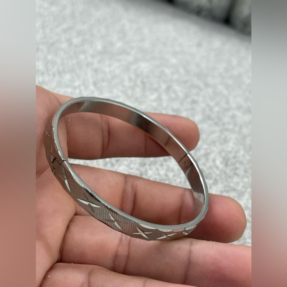 Sterling Silver Slip On Clip Bangle Bracelet